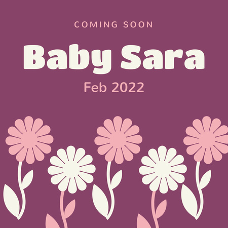 Baby Shower Celebration Announcement with Flowers Instagram Design Template