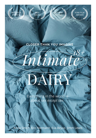 New Movie Announcement with Blue Bed Poster 28x40in Design Template