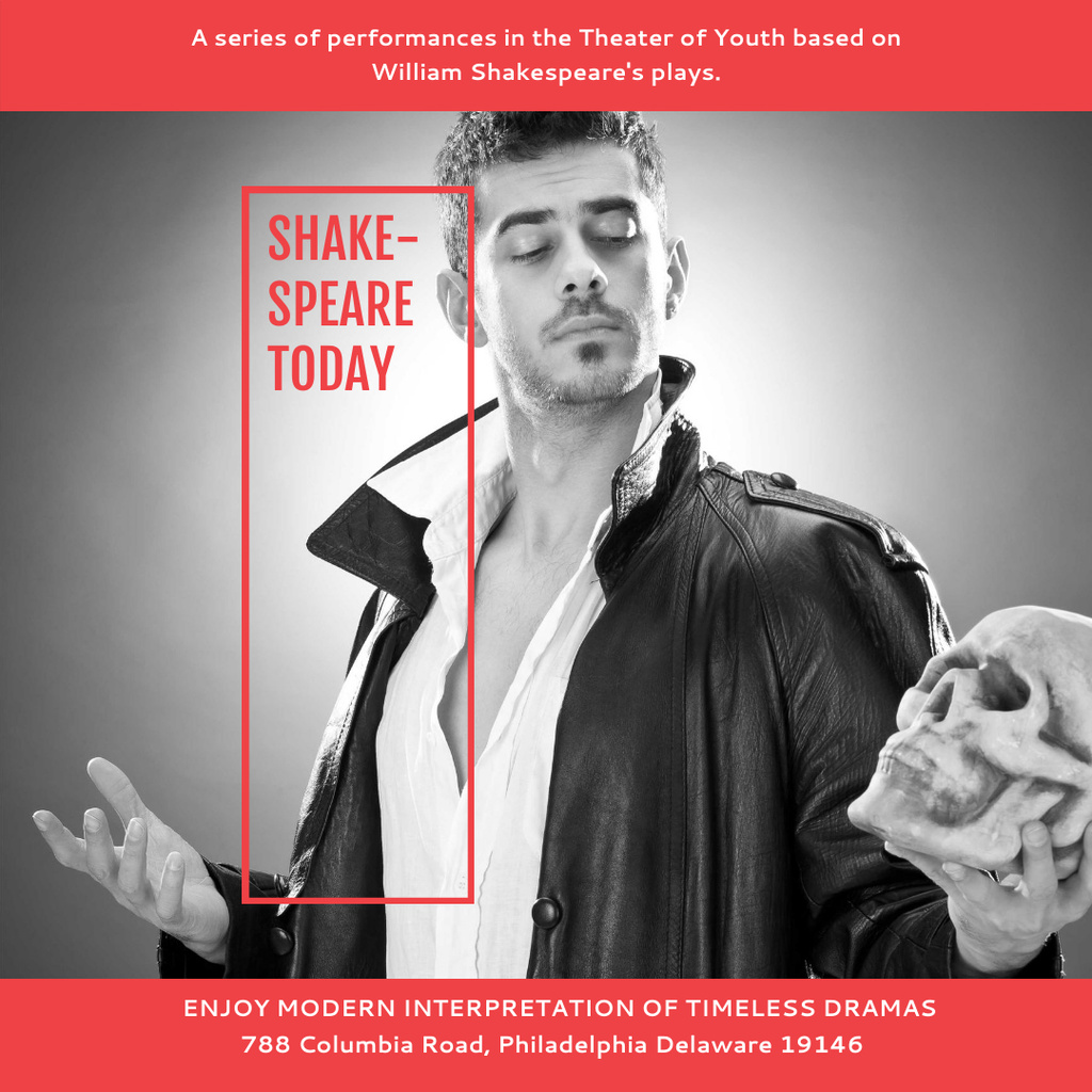 Shakespeare's performances in the Theater Instagram Πρότυπο σχεδίασης