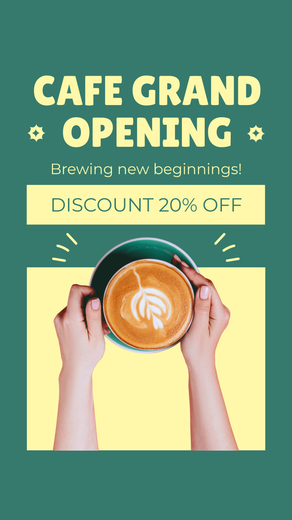Chic Cafe Opening Event With Discount On Coffee Instagram Story Design Template