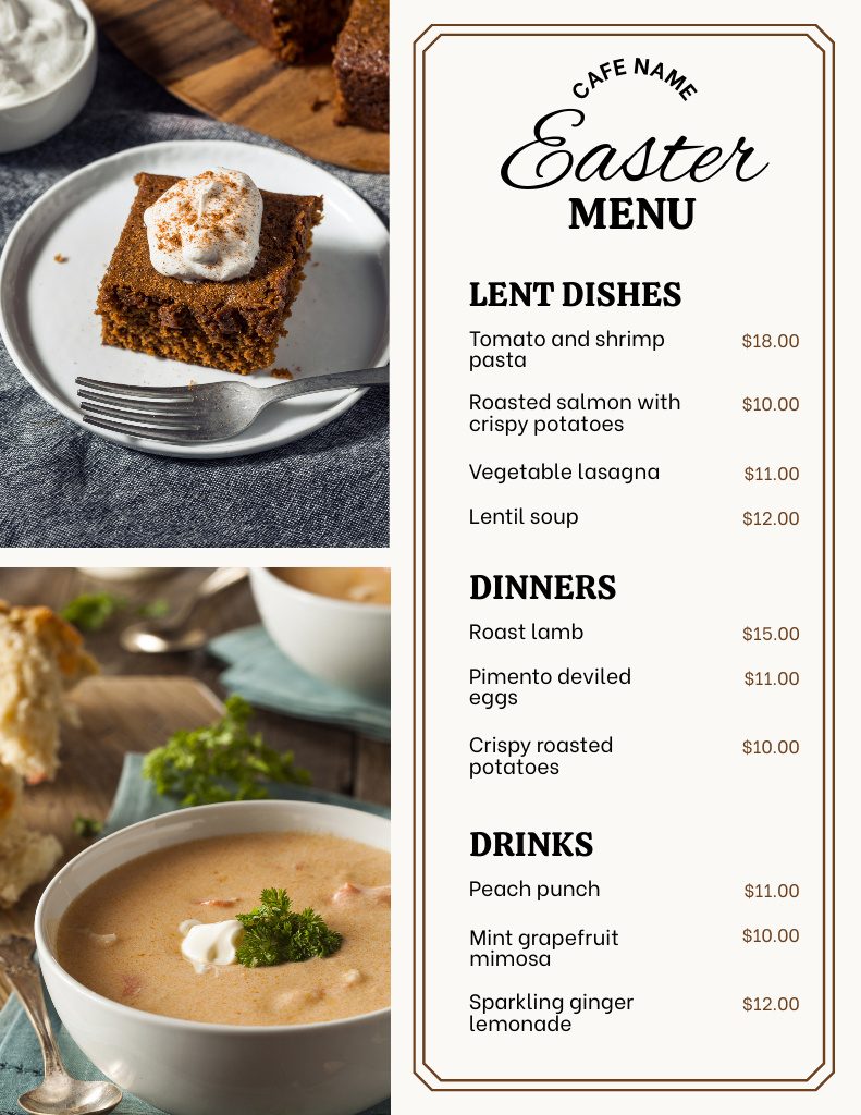 Designvorlage Collage of Easter Special Foods für Menu 8.5x11in