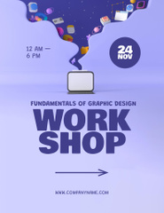Fundamentals of Graphic Design with icons in Purple