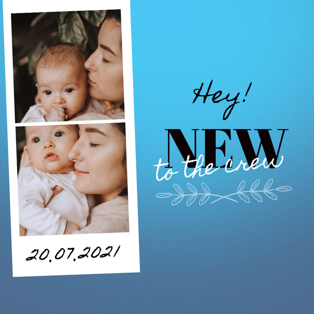 Birthday Greeting with Mother and Newborn Baby Instagram Design Template