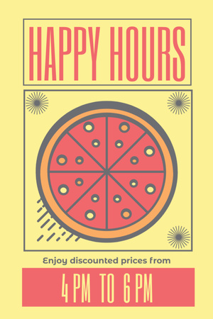 Promoção Happy Hour com Ilustração de Pizza Saborosa Tumblr Modelo de Design