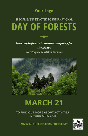 Uluslararası Orman Günü Etkinliği Orman Sis Görünümü Invitation 5.5x8.5in Tasarım Şablonu