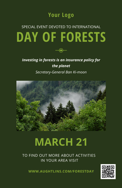 International Day of Forests Event Forest Fog View Invitation 5.5x8.5in Šablona návrhu