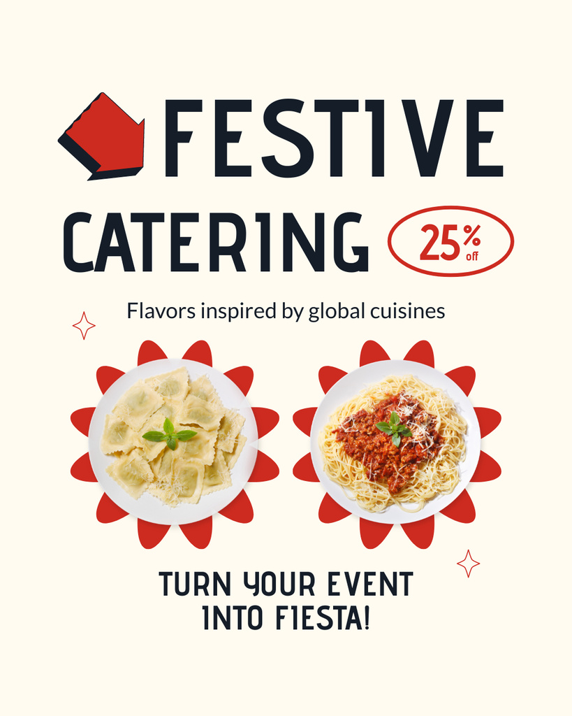 Plantilla de diseño de Holiday Catering with Reduced Price for Any Event Instagram Post Vertical 