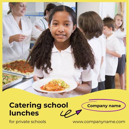 Reliable Catering School Lunches Offer With Served Dish Instagram AD Design Template