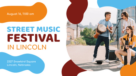 Young Musicians at Street Music Festival FB event cover Design Template
