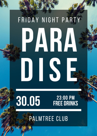 Plantilla de diseño de Night Party Invitation on Tropical Palm Trees Flayer 