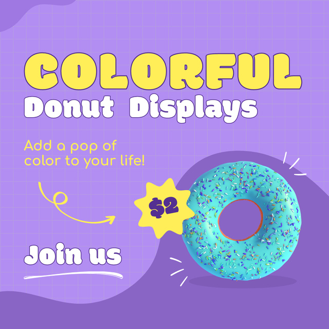 Colorful Glazed Doughnuts In Shop Offer Animated Post Šablona návrhu