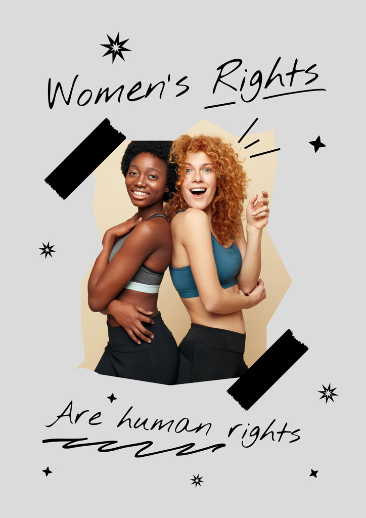Championing Women's Equality With Multiracial Smiling Women Poster tervezősablon