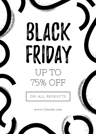 Black Friday ad on ribbons pattern Flayer Design Template