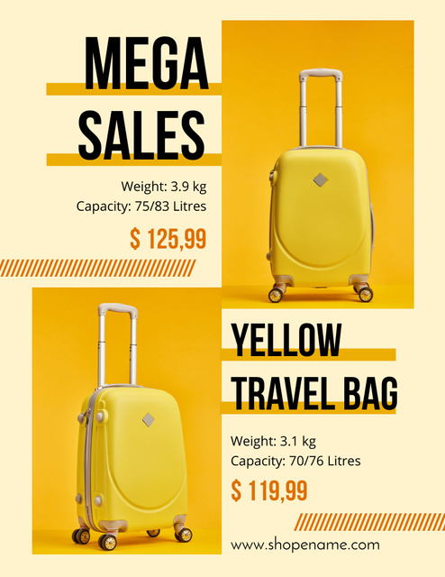 Discounts on Trendy Yellow Travel Bags Flyer 8.5x11in Modelo de Design