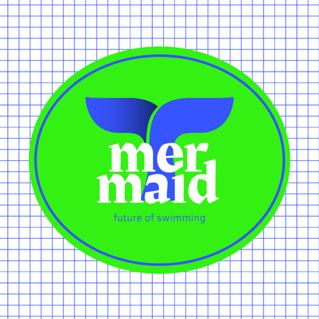Swimming Pool Ad with Fish Tail Illustration Logo – шаблон для дизайну
