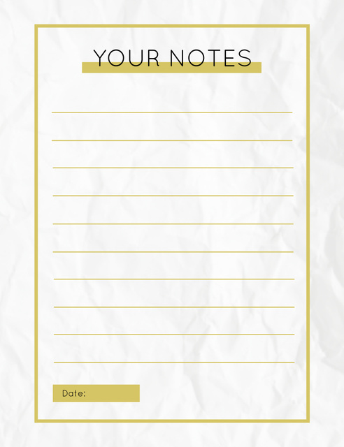 Personal Planner Notes with Sheet of Horizontal Lines In White Notepad 107x139mm Design Template