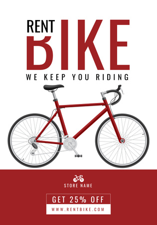 Serviços de aluguel de bicicletas a preço reduzido Poster 28x40in Modelo de Design