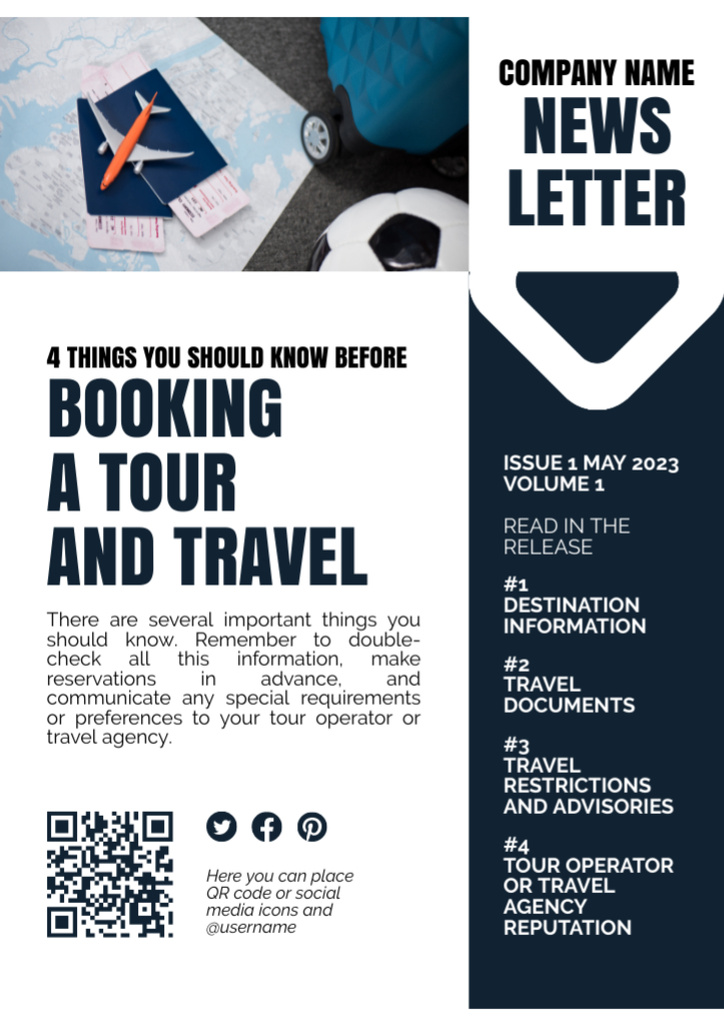 Tour Booking Information Newsletter – шаблон для дизайна