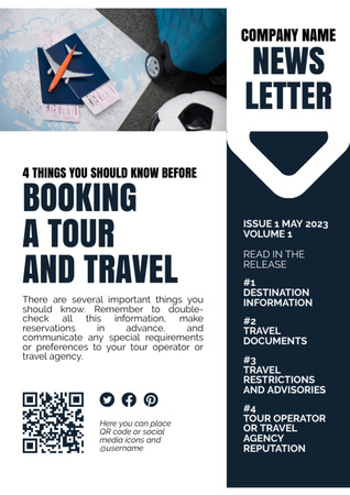 Tour Booking Information Newsletter tervezősablon