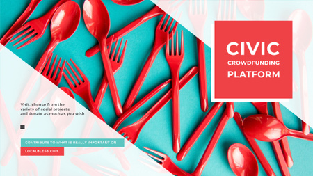 Crowdfunding Platform Red Plastic Tableware FB event cover Design Template