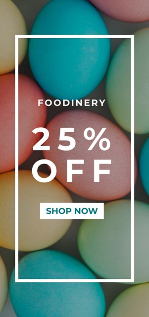 Easter Holiday Discount Offer with Colorful Eggs Flyer DIN Large Design Template