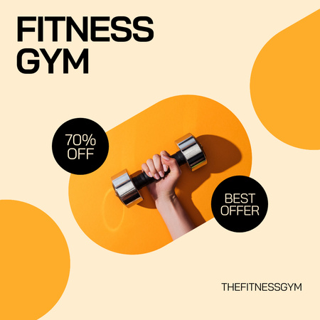Gym Ad with Dumbbell in Hand Instagram Design Template