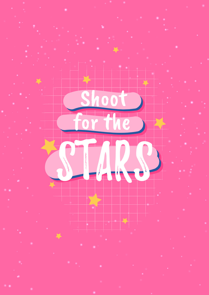 Inspirational Quote with Stars on Pink Poster Design Template