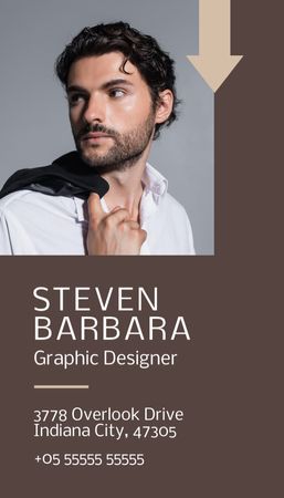 Graphic Designer Services Ad in Brown Business Card US Vertical Design Template