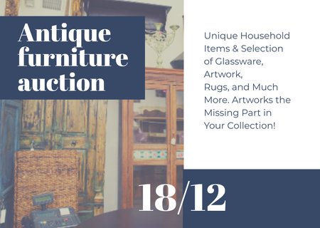 Antique Furniture Auction Card Modelo de Design