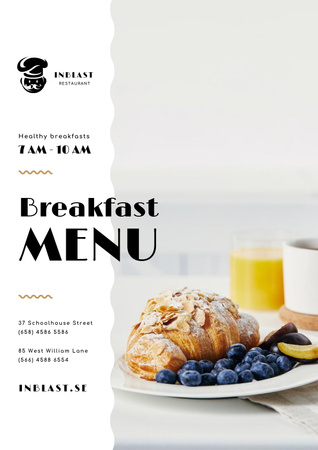 Breakfast Menu Offer with Greens and Vegetables Poster Modelo de Design