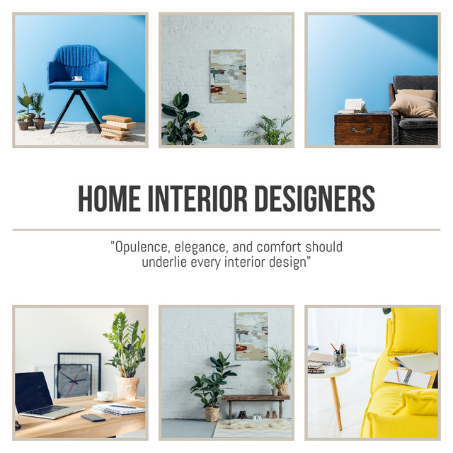 Interior Designs Colorful Collage Instagram ADデザインテンプレート