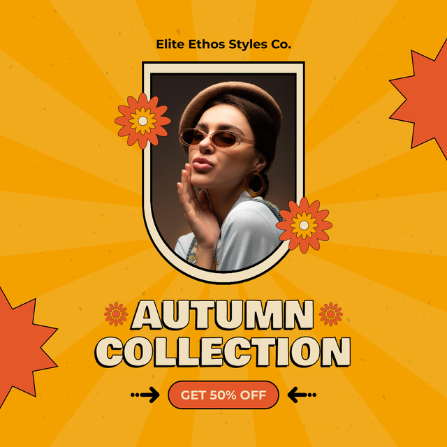 Autumn Fashion Collection With Headwear And Discounts Instagram AD – шаблон для дизайну