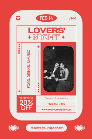 Ontwerpsjabloon van Pinterest van Valentijnsdag Lovers Night Celebration met kortingen