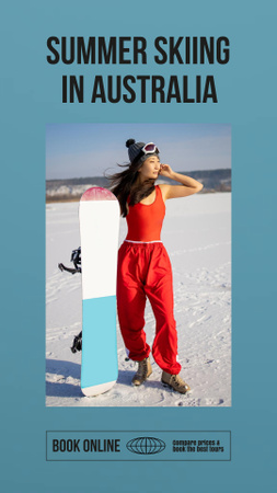 Summer Skiing Tour Offer with Tourists Instagram Video Story Design Template