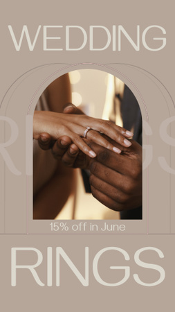 Plantilla de diseño de Wedding Rings Offer With Discount In Brown Instagram Video Story 