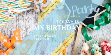 Birthday Party Invitation Bows and Ribbons Image – шаблон для дизайна