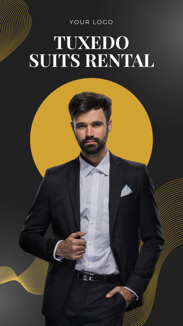 Rental tuxedo suits grey elegant Instagram Story Tasarım Şablonu