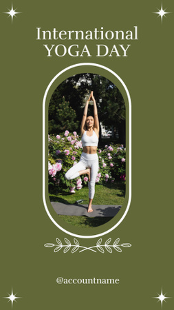 Young Beautiful Woman Doing Yoga in Nature Instagram Story Modelo de Design