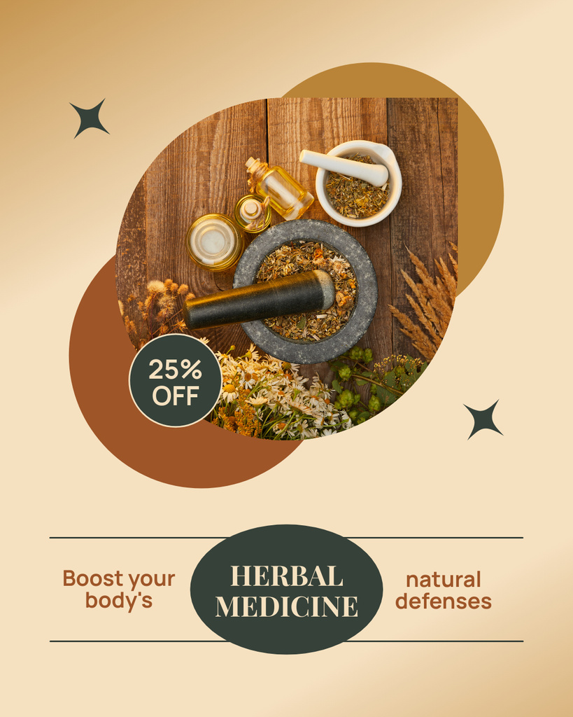 Herbal Medicine Remedies At Reduced Price Offer Instagram Post Vertical – шаблон для дизайну