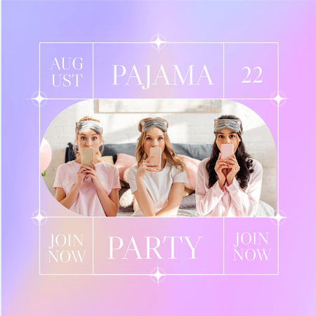 Exciting Pajama Party Announcement In Gradient Instagram Design Template