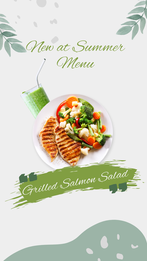 New Grilled Salmon Salad Offer In Summer Instagram Story Design Template
