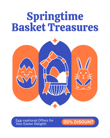 Easter Treasures Offer with Cute Illustration Instagram Post Vertical Design Template