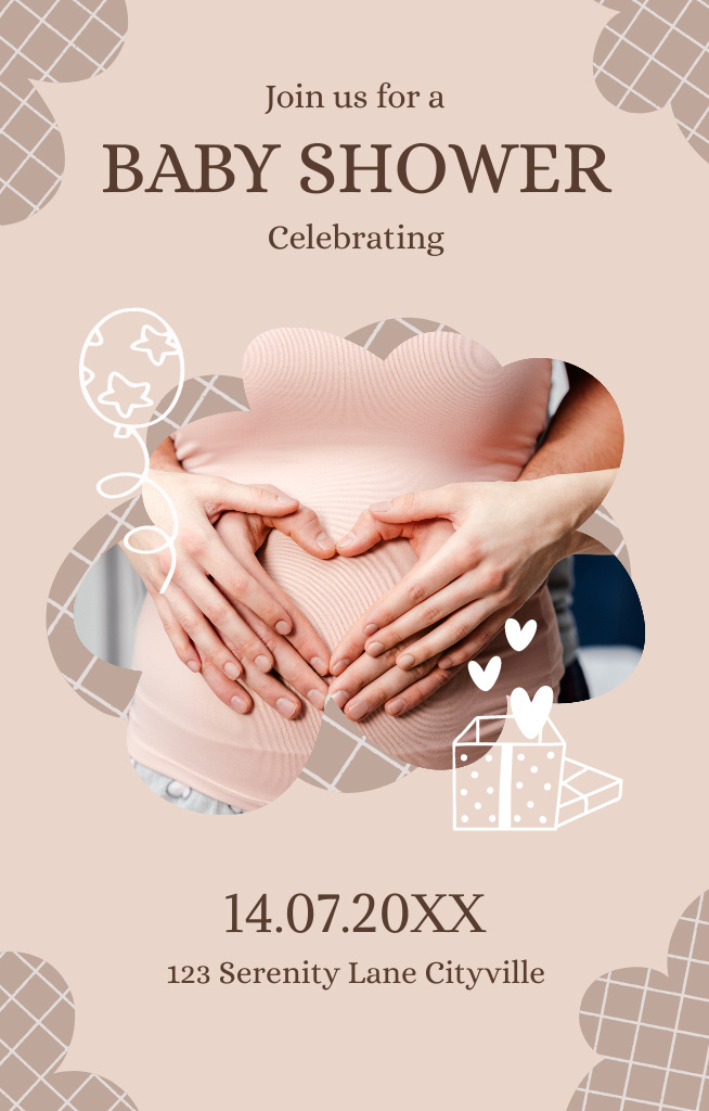 Mom-to-Be Invites You to Baby Shower Party Invitation 4.6x7.2in tervezősablon