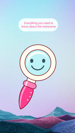 Cute Illustration of Magnifying Glass Instagram Story Design Template