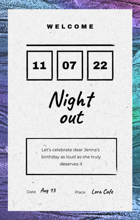 Plantilla de diseño de Night Party Announcement on Texture with Colorful Smudges Invitation 4.6x7.2in 