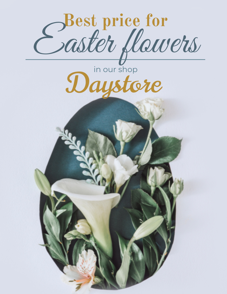 Ontwerpsjabloon van Flyer 8.5x11in van Flower Shop Promotion for Easter Celebration