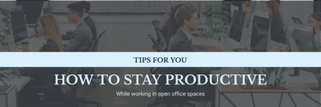 Productivity Tips Colleagues Working in Office Twitter Design Template