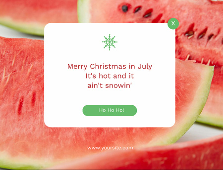 Fatias de melancia apetitosas para o Natal de julho Postcard 4.2x5.5in Modelo de Design