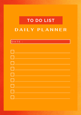 Bright orange daily to do list Schedule Planner Design Template