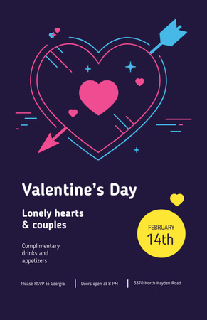 Anúncio de festa de dia dos namorados com corações e flecha Invitation 5.5x8.5in Modelo de Design